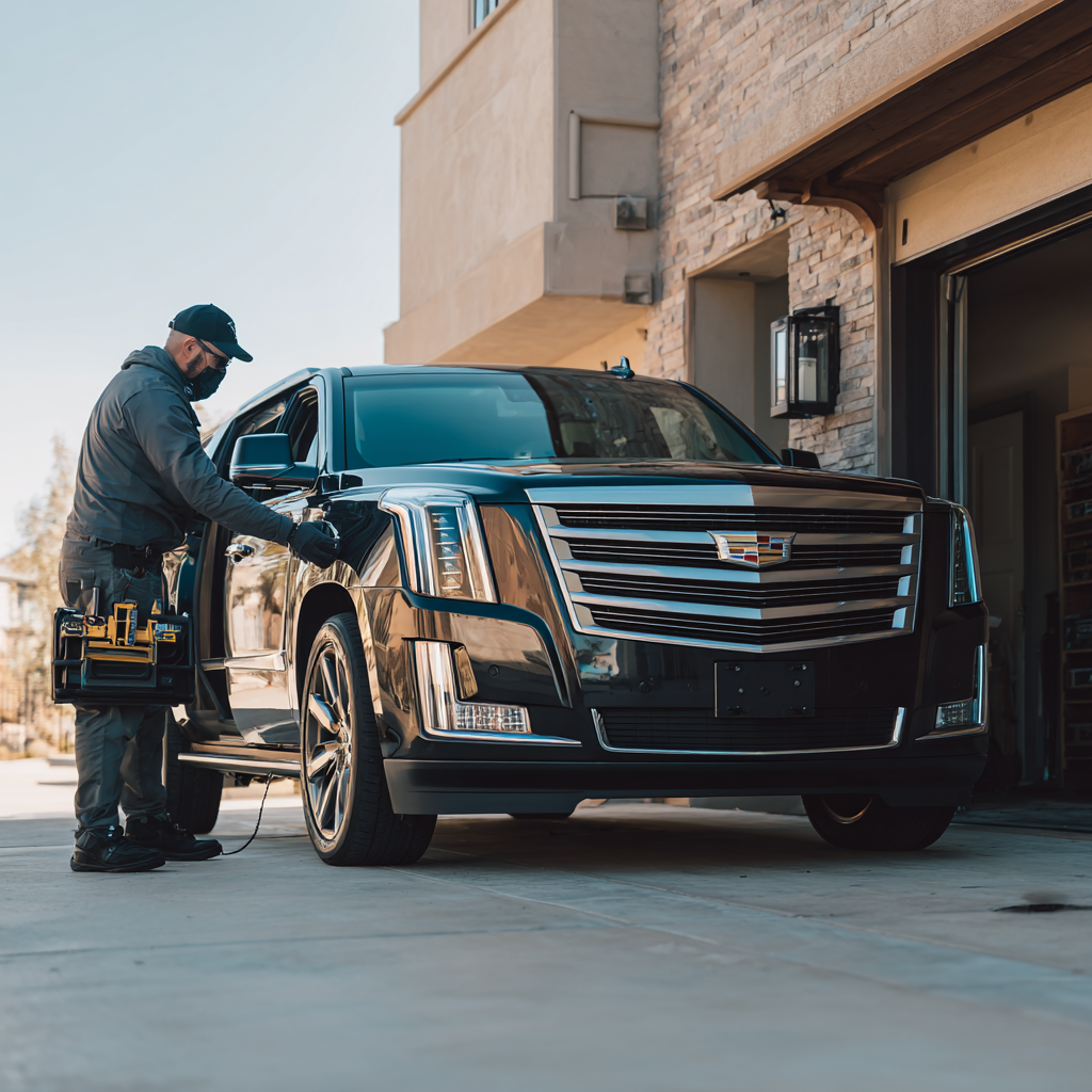 Mobile locksmith arriving to customer location for emergency car key service in Fort Worth